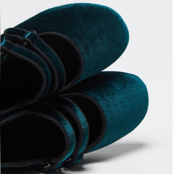 NWT Mango Velcro Fastening Velvet Ballerina Flats - Picture 2 of 9